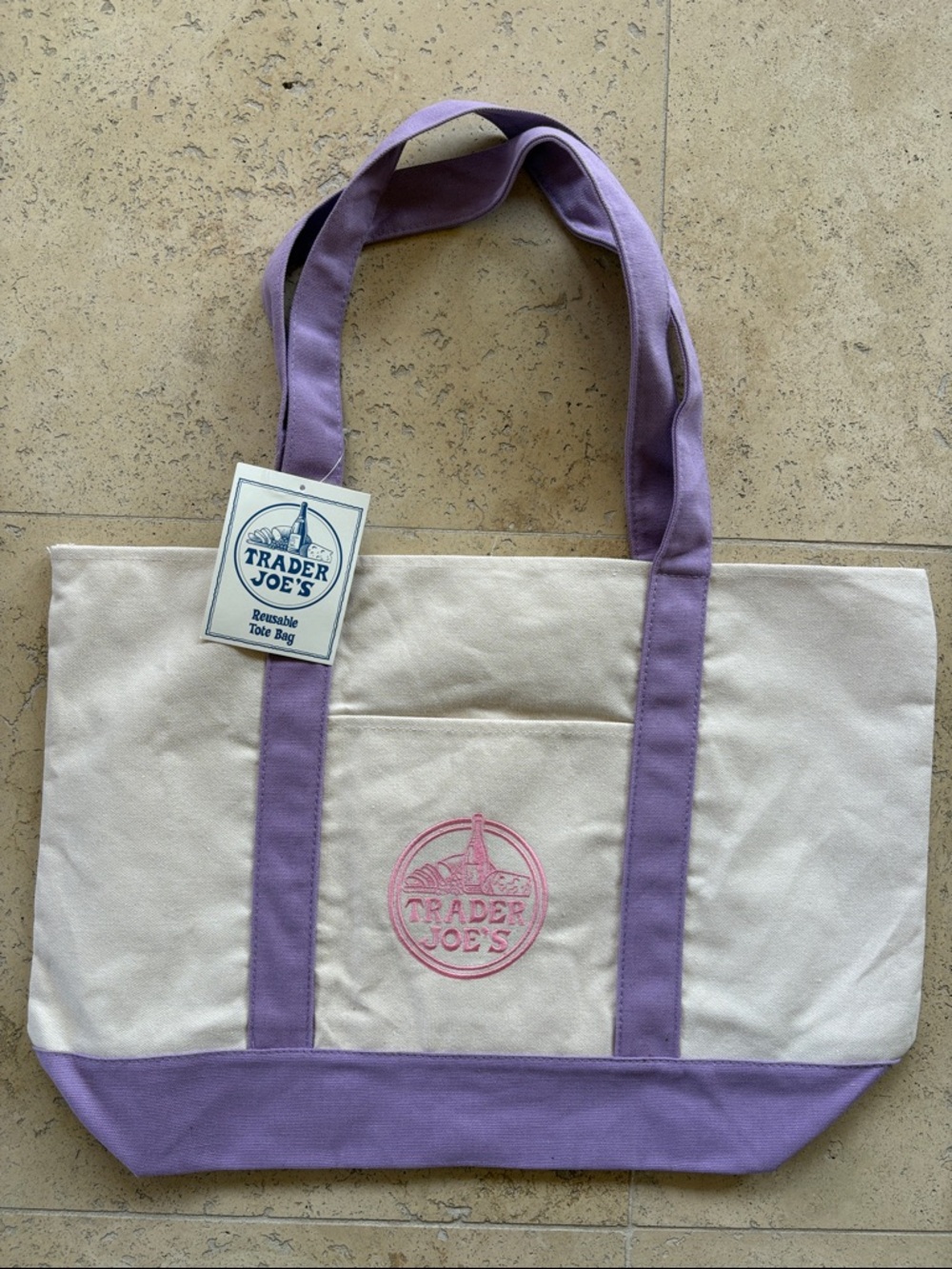 TRADER JOE’S Lavender Tote Bag. Full Size. Brand New - Picture 5 of 7